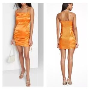 Wild Fable Satin Spaghetti Strap Ruched Sides Bodycon Mini Party Dress SZ Medium